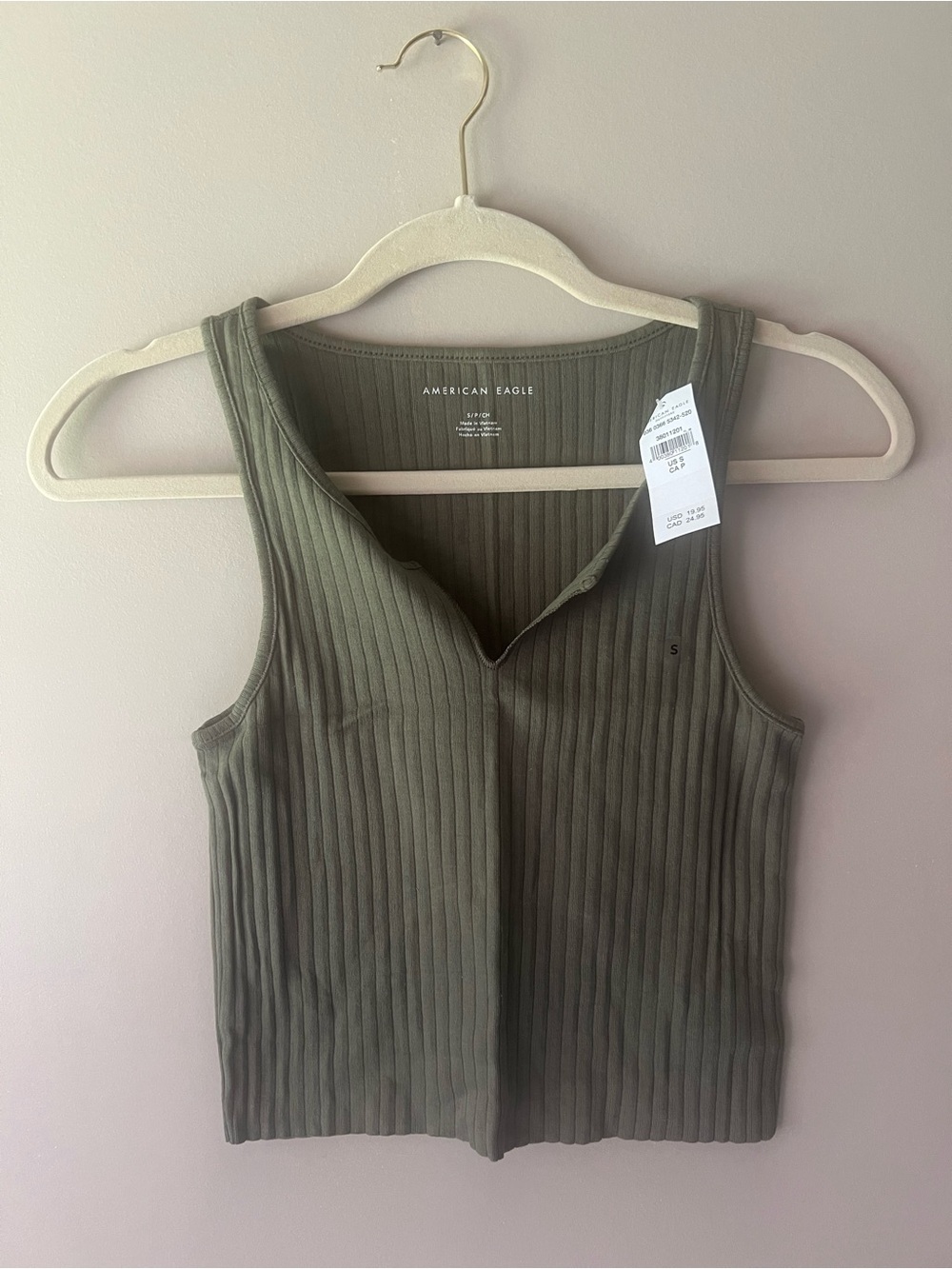 American Eagle Outfitters Olive Green Ribbed Tank
